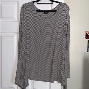 Green and white stripped long sleeve top